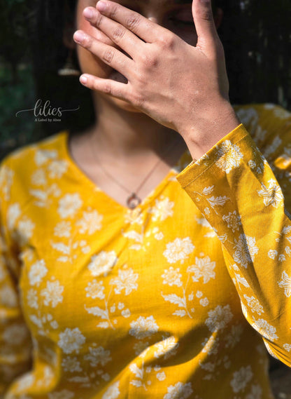 Sunlit Flora Short Kurti - Lilies