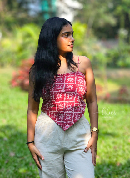 Rose Noir Reversible Bandana Top - Lilies