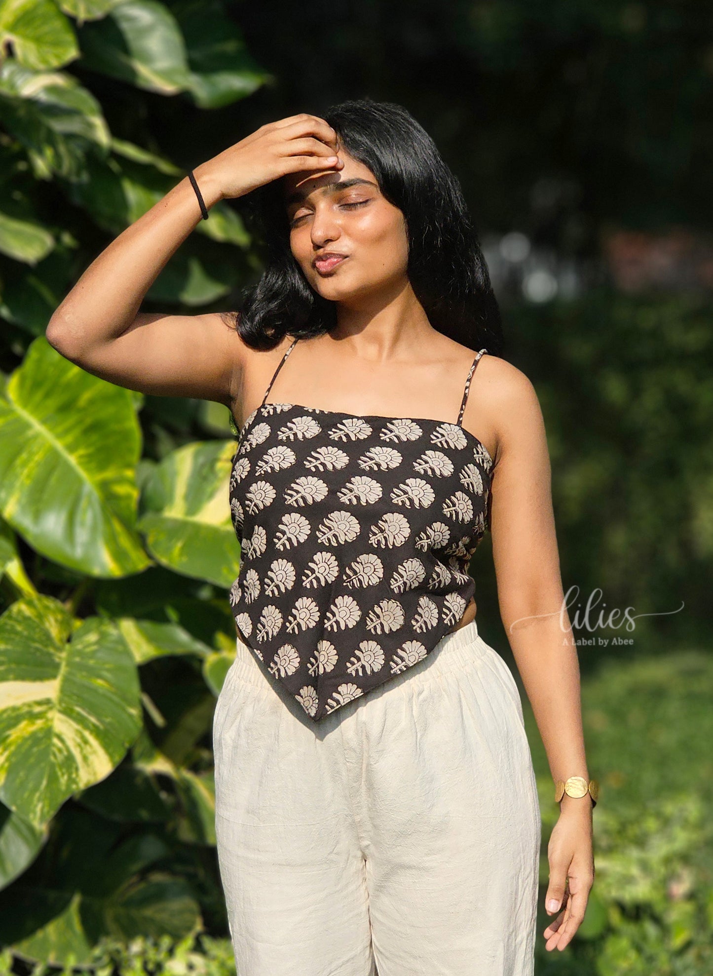 Forest Flame Reversible Bandana Top - Lilies