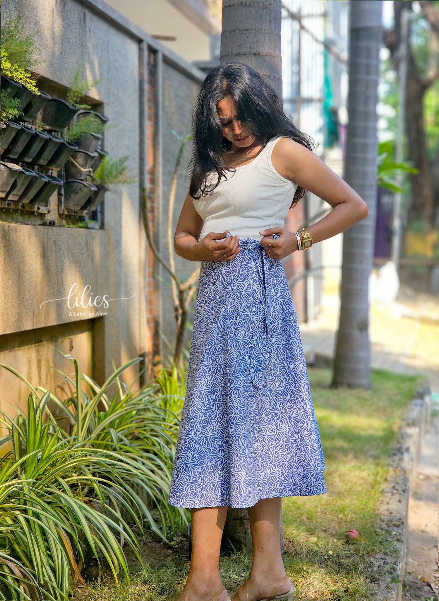 Lilac Drift Wrap Skirt - Lilies